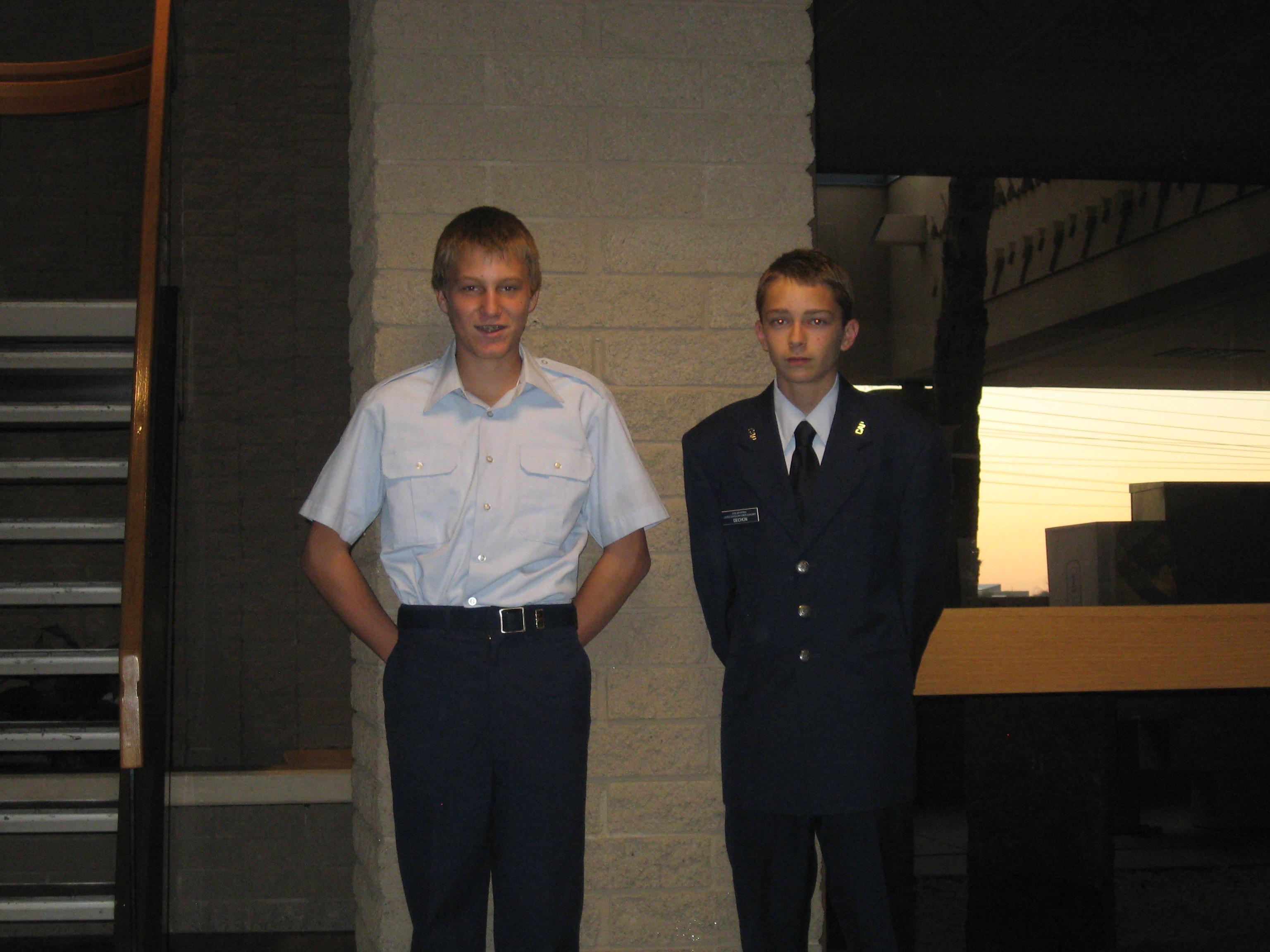 Hayden and Jaiden at a Civil Air Patrol Meeting